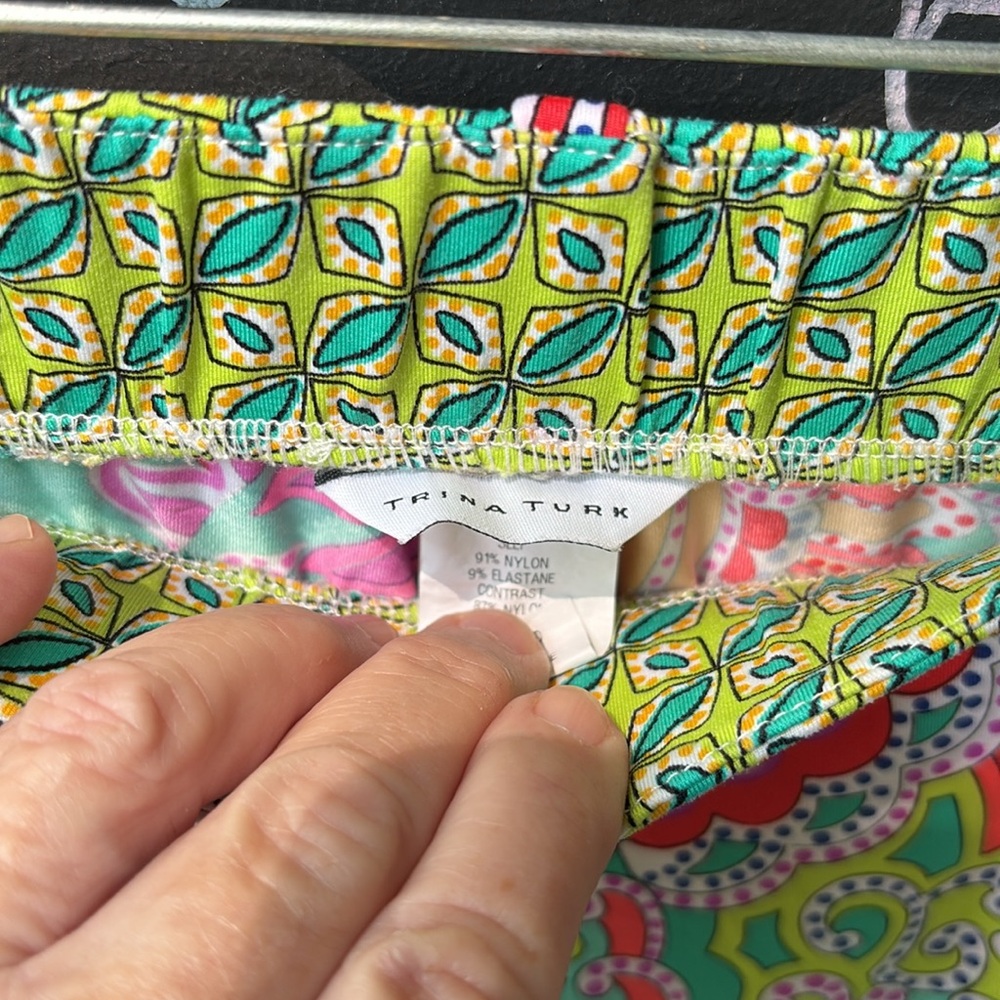 Trina Turk Blue and Pink Pants  with matching belt tie Resort Wear - Picture 4 of 10